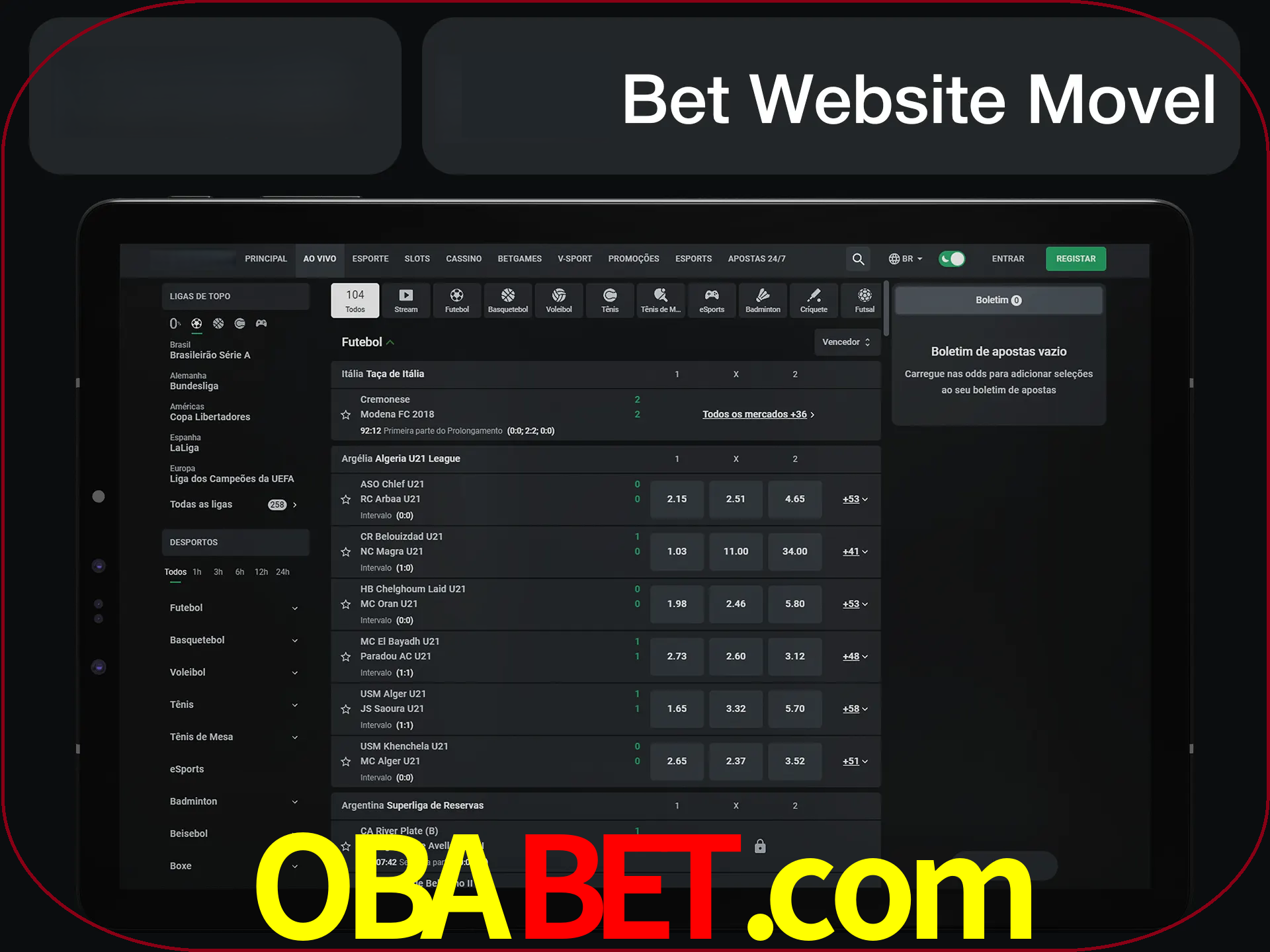 Use nosso website em qualquer dispositivo.
